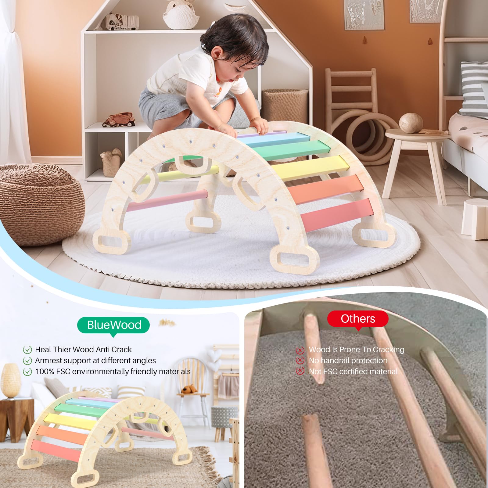 Arco de escalera Pikler Aurora- BlueWood® 2024 *Arcoíris